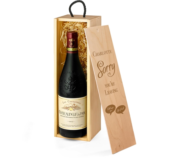 Retirement Châteauneuf-du-Pape Red Wine Gift Box With Engraved Personalised Lid